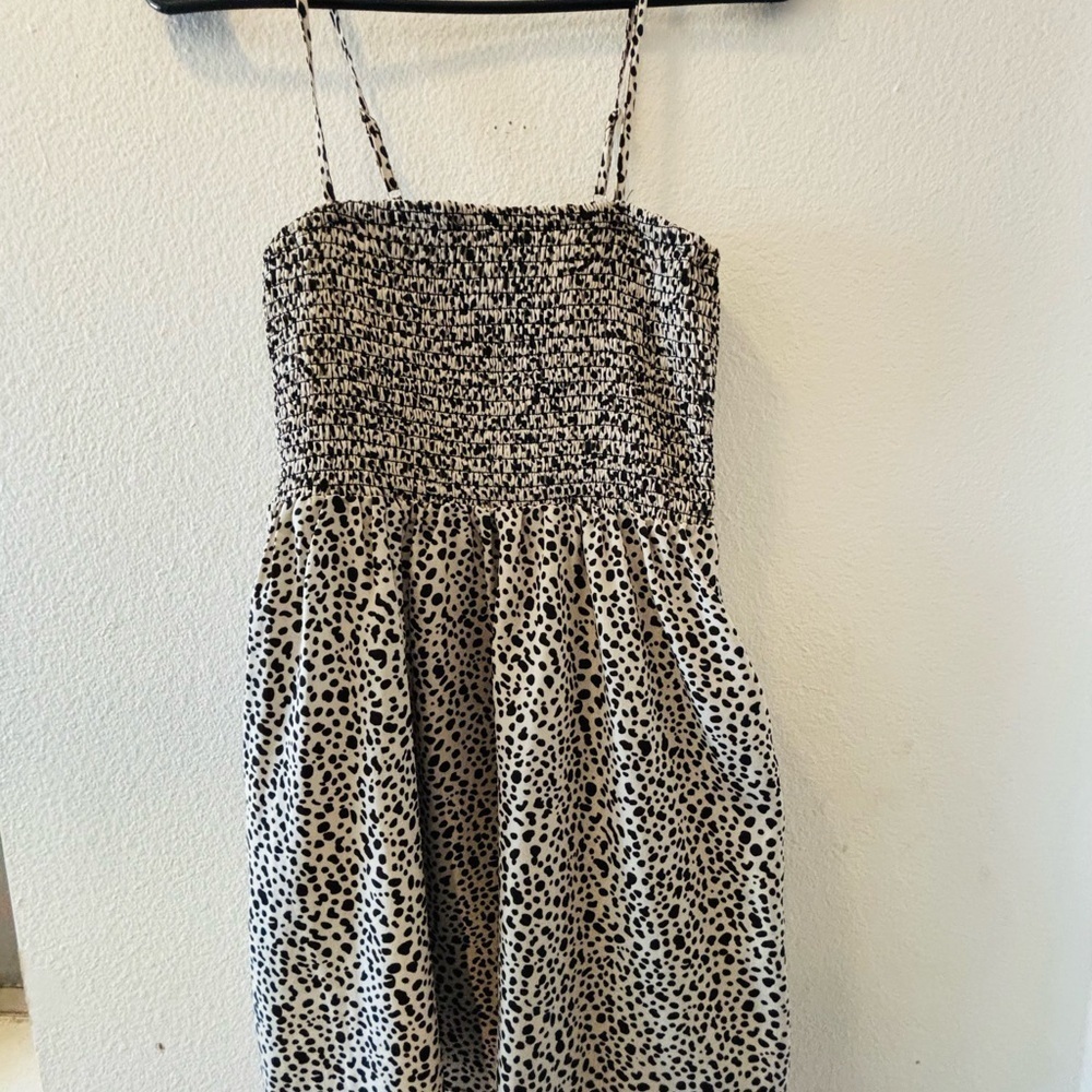 Black and White Asymmetrical Smocked Sundress